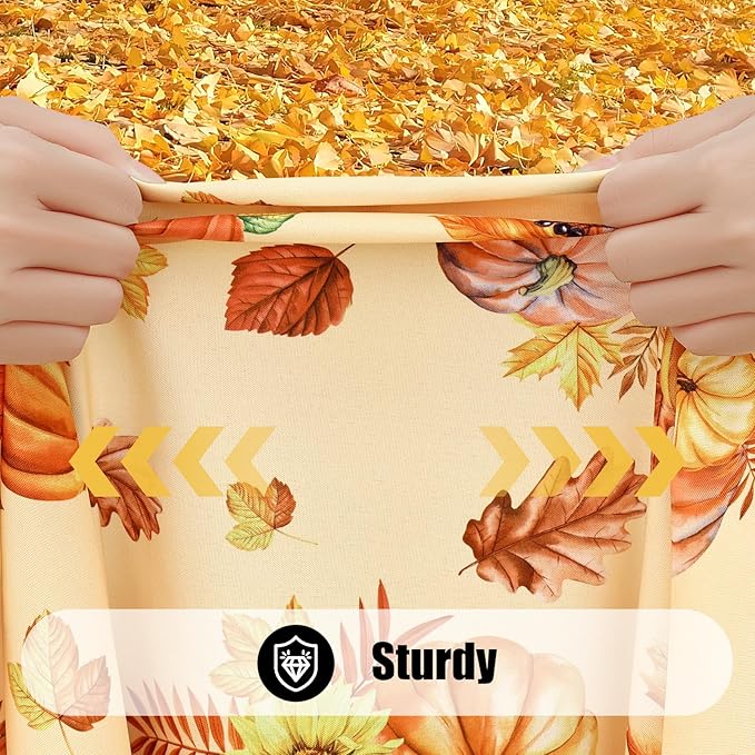 Smiry 2 Pack Rectangle Thanksgiving Table Cloth, Waterproof Elastic Fitted Tablecloths, Washable Polyester Rectangular Patio Table Cover for Autumn Harvest Parties (Pumpkin Sunflower, 30"x72")