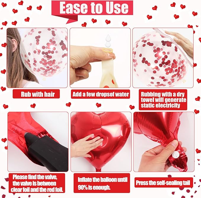 Valentines Day Decorations Set, I Love You Balloons and Red Heart Balloons With Fake Rose Petals for Valentines Day Party Wedding Anniversary Engagement Decor