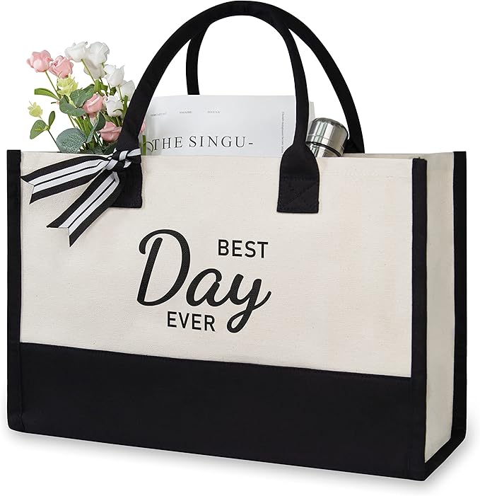 TOPDesign Canvas Tote Bag, Bridal Shower Gifts for Bride, Wedding Bachelorette Bride Gifts Shoulder Bag