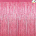 2 Pack Pink Foil Fringe Curtains, 3.3ft x 6.6ft Streamer Foil Curtain, Tinsel Backdrop for Birthday Party, Christmas Decor, Wedding Engagement Baby Shower Bachelorette Party Decorations