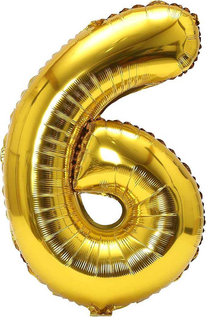 YPSelected 32 Inch Large Foil Helium Number Balloon Birthday Wedding Party 0-9 (Gold, 6)
