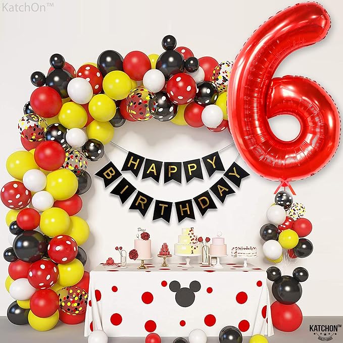 KatchOn, Giant Red 6 Year Old Balloon - 40 Inch | 6 Balloons for Birthday Boy | Red Balloon 6 Year Old, 6th Birthday Decorations For Boys | 6th Birthday Boy Birthday Decorations