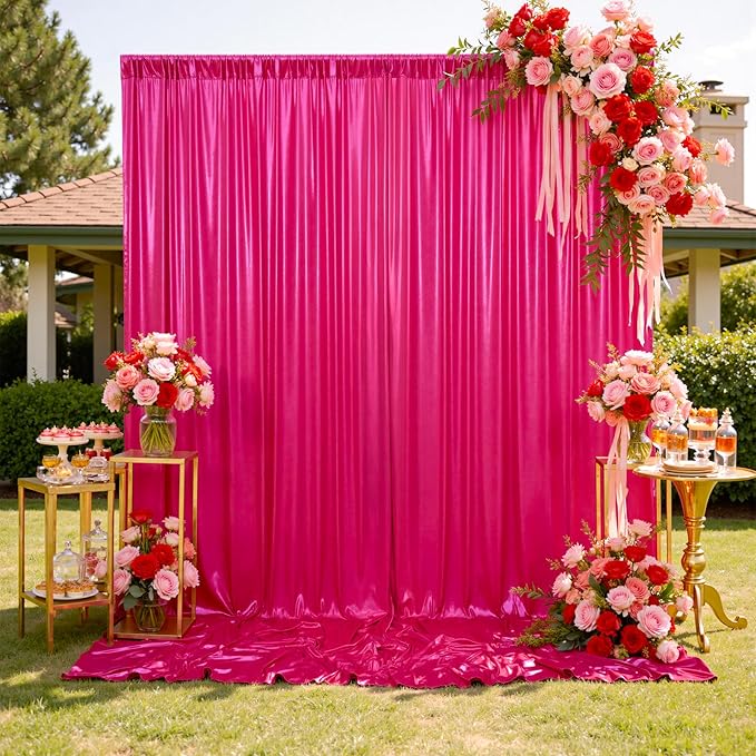 40x10 ft Wrinkle Free Hot Pink Sequin Backdrop Curtain for Parties-Thick Not Fall-Off Glitter Fuchsia Backdrop Drapes-8 Panels 5x10ft Shimmer Photo Back Drop Cloth for Wedding Birthday Photography
