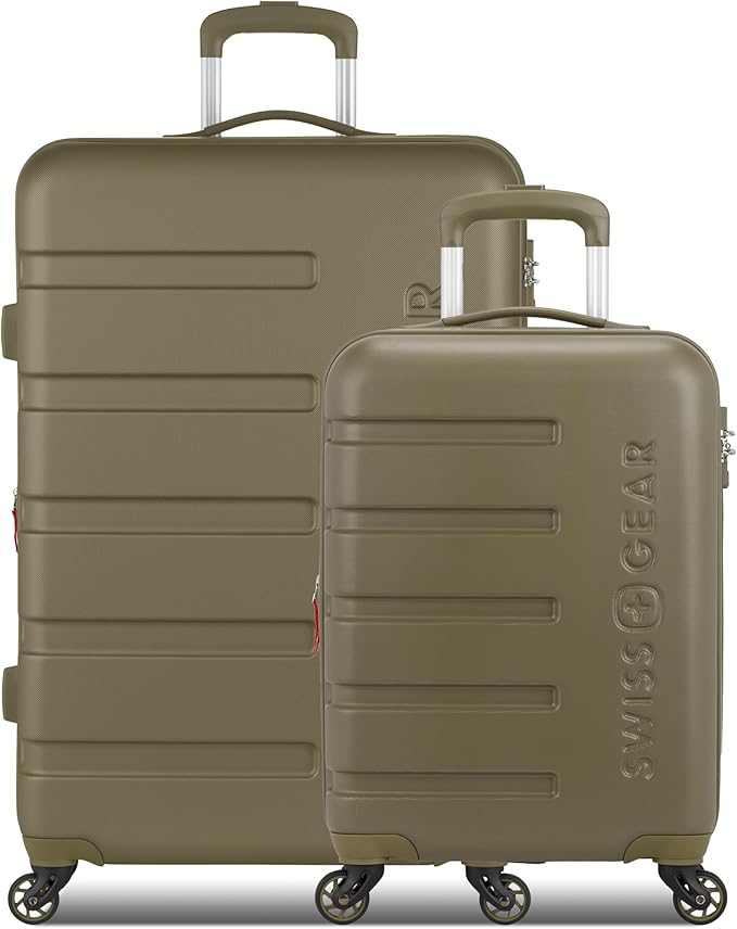 SwissGear 7366 Signature Hardside Expandable Luggage with Spinner Wheels, TSA Lock, Cup-Holder, Olive Branch, 2-Piece Set (19/27)