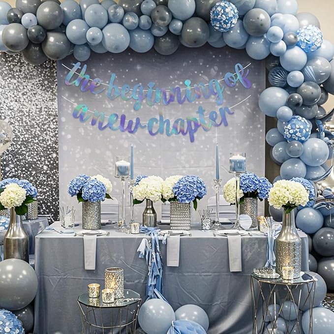 BEISHIDA Double-Sided Rainbow Blue The Beginning of A New Chapter Banner,Farewell Book Themed Housewarming Party Congratulations Decorations,Going away party Retirement Garland,Graduation Sign 2026 Banner