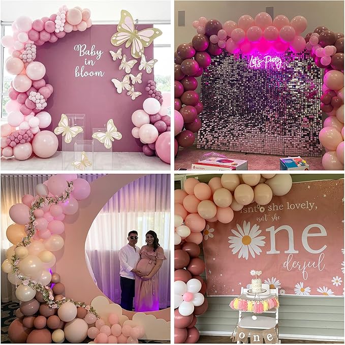 Dusty Pink Balloon Garland Double Stuffed Blush Pink Balloons Baby Pink Latex Balloon Arch Kit Dusty Rose Pastel Pink Party Balloons for Girl Boho Wedding Baby Bridal Shower Birthday Party Decorations