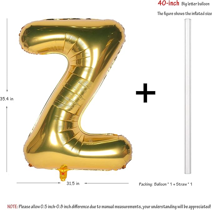 Letter Balloons 40 Inch Giant Jumbo Helium Foil Mylar for Party Decorations Gold Z
