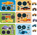 24 Sheets Monster Truck Make a Face Sticker Sheets for Kids Todders Activities, Make Your Own Stickers for Kids Birthday Party Favor Supplies Craft
