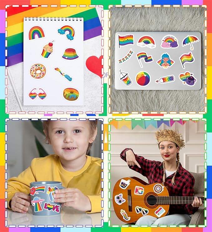 Pride Stickers,100Pcs Pride Accessories, Rainbow Sticker for for Trans Bi Lesbian LGBTQ+ Gay Pride Stuff Accessories, Celebration Parades Home Decor Party Supplies Festivals
