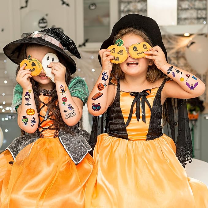 xutengy 208 Pcs Halloween Scar Temporary Tattoos for Kids， Halloween Assorted Treat or Trick Halloween Fake Tattoo Stickers for Boys Girls Goody Bag Stuffers Prizes Party Favors