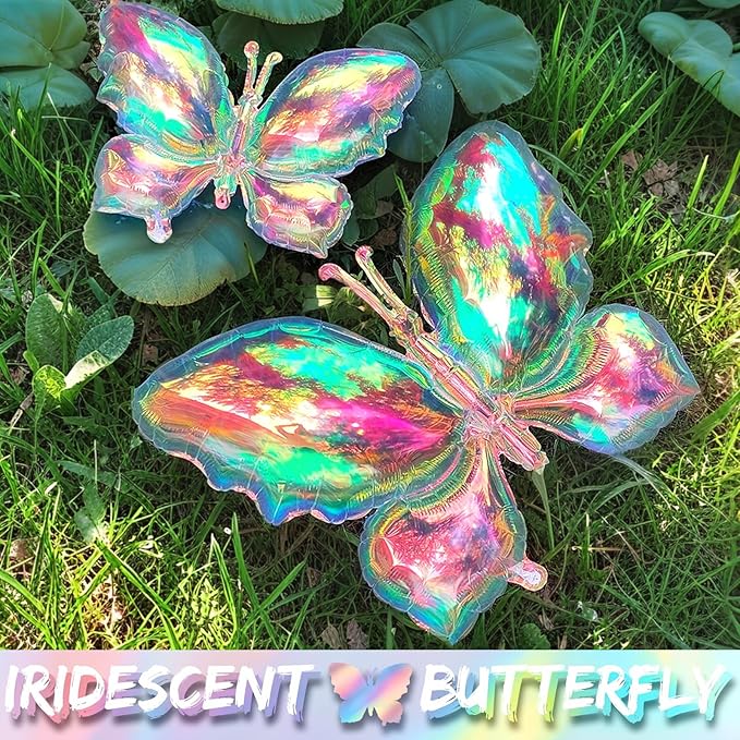 Fairy Wonderland Balloon Arch Kit,163Pcs Pastel Rainbow Balloon Garland with Iridescent Butterfly,Mushroom,Chessboard Foil Balloons for Alice Princess Birthday Onederland Garden Tea Party Decorations
