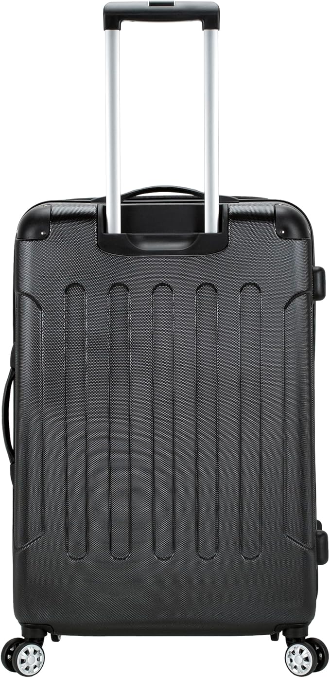 Rockland London Hardside Expandable Spinner Wheel Luggage, Checked Large 28", Black