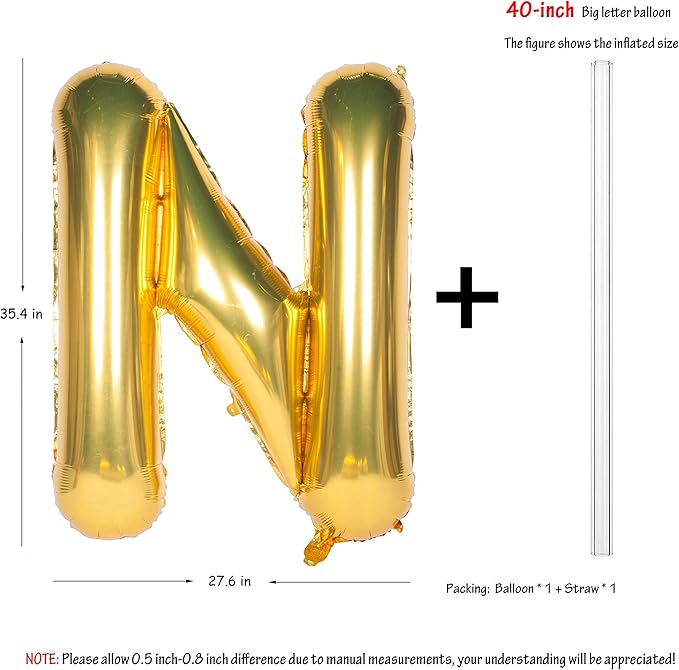 Letter Balloons 40 Inch Giant Jumbo Helium Foil Mylar for Party Decorations Gold N