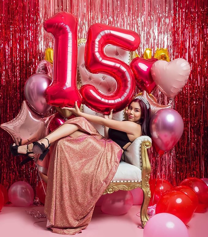 Red Number 5 Balloon 40 Inch, 5 Balloon Number, 5th Birthday Decorations, Red Party Supplies for Boys Girls