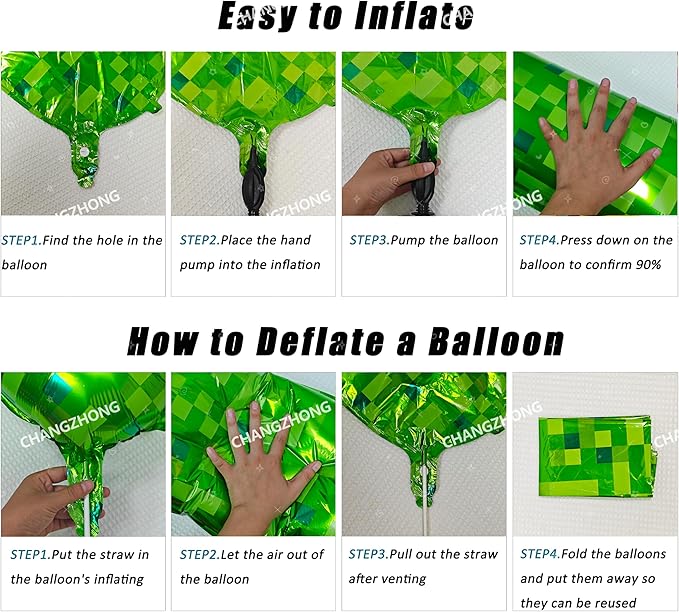 40 inch giant Green pixel miner game number 3 balloon Large mining theme foil balloon 0-9 Suitable for pixel game parties children's birthdays party anniversary celebrations baby shower decoration