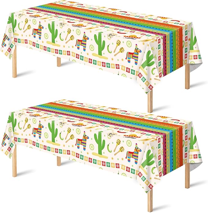 Cinco De Mayo Decorations - Fiesta Mexican Party Tablecloth | Cinco De Mayo Table Decorations for Taco Party - Mexican Theme Birthday Fiesta Party Favors Accessories for Home Dining Kitchen,2 Pack