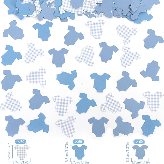 Blue Bodysuit Confetti - Blue Gingham Baby Shower Confetti,Baby Shower Decoration,Boy/Girl Onsie Decor (blue-1)