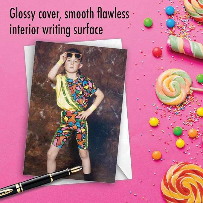 NobleWorks - 1 Happy Birthday Card with Envelope - Funny Photos, Birthday Humor Notecard - Fashion Kid C6416BDG