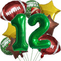 Football Balloons Foil Football Birthday Decorations Balloons Green Number 12 Balloon Gold Brown Star Touchdown Ballons for Rugby Birthday Decorations Sports Ballons Arch Kits Party Balloon Sets 10pcs