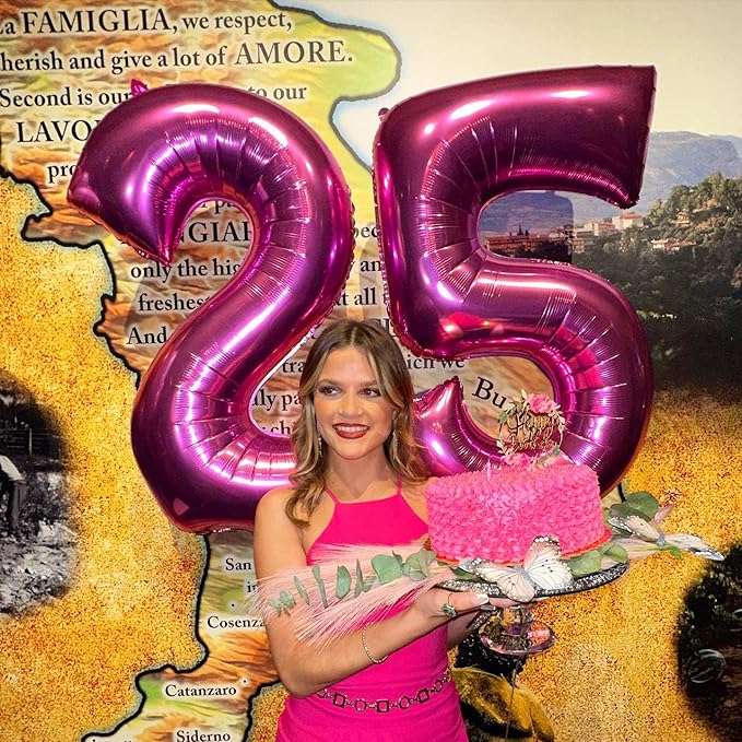 Hot Pink Number 5 Balloon 40 Inch, 5th Birthday Party Decorations for Children, Giant 5 Foil Balloon for Party Supplies
