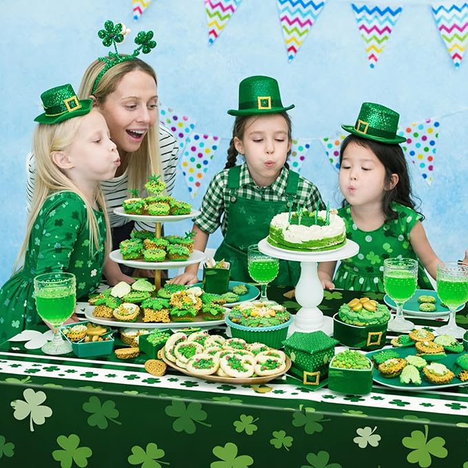 OHOME St Patricks Day Decorations - 2 PCS Shamrock Tablecloth | St Patricks Day Party Favors Supplies Decor Indoor Outdoor - St Patrick's Day Table Runner Covers Backdrop Banner for Home Kitchen