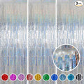 Foil Fringe Curtains New Years Eve Party Supplies 2026 - Melsan 3 Pack 3.2 x 8.2 ft Silver Tinsel Curtain Photo Backdrop for Birthday Party or Disco Party Decorations