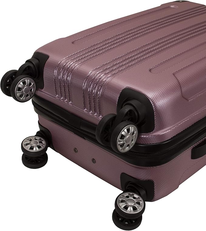 Rockland London Hardside 3 Piece Expandable Spinner Wheel Luggage Set, (20"/24"/28"), Pink