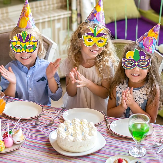 36 Set Carnival Coloring Mask Mardi Gras Paper Art Craft Kid Color Your Own Style Blank DIY Mask Masquerade Birthday Party Dress-Up Decorations Favor School Classroom Activity Game Supplies