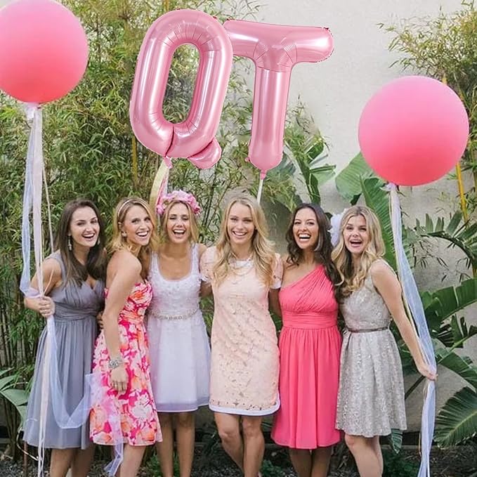 TONIFUL 40 Inch Large Pink Letter Q Balloons Giant Foil Mylar Alphabet Balloon for Birthday Party Anniversary Baby Shower Wedding Supplies Decorations