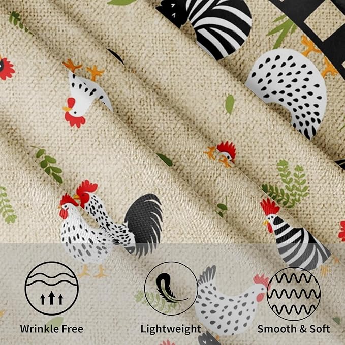 Rooster Round Tablecloth 60 Inch Chicken Farmhouse Circle Table Cloth Rustic Vintage Table Cover Washable Polyester Decorations for Holiday Home Kitchen Dinning Party
