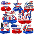 JULMELON 8PCS 4th of July Table Decorations Honeycomb Centerpieces, 3D Double Sided Fourth of July Centerpieces for Tables Patriotic Decor Independence Day Party Supplies