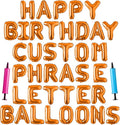 Happy Birthday Balloon Banner Custom Phrase Balloons letter 16 inch Personalized Alphabet Letters Foil Mylar Balloons (Orange)