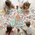 Ice Cream Giant Coloring Poster/Tablecloth, 30 x 72 Inch Summer Theme Craft for Kids Art Crafts Paper Banner Kids Games Activities,Coloring Tablecloth Crafts for Classroom Wall School Home Parties