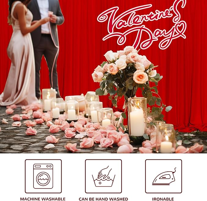 MEETSKY Red Backdrop Curtains for Party Christmas Day Wedding Ceremony Red Curtains Fabric Photography Backdrop Drapes for Birthday Party Baby Shower,5ft x 10ft,2 Panels