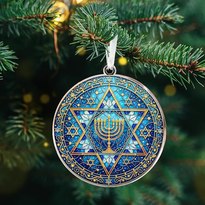HEXMOZ Hanukkah Gifts - Hanukkah Ornaments for Tree, Jewish Ornaments, Chanukkah Christmas Ornament - Jewish for Women, Men, Adults - Acrylic 2025 Ornament Decoration for Home