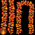 3 Pack&Timer - Fall Decor Fall Garland with Pumpkin Lights Thanksgiving Fall Decorations for Home, 30Ft 60LED 3D Pumpkin Fall Lights Patented Enlarged Maples Leaf Battery Operated Halloween Decor