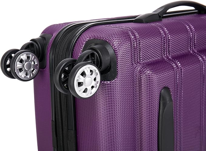 Rockland Melbourne Hardside 2 Piece Expandable Spinner Wheel Luggage Set, Carry-On 20" and Tote 14", Purple