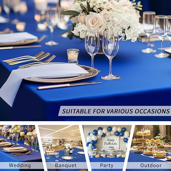 Fixwal 3 Pack Royal Blue Table Cloths Rectangle 6FT, Tablecloths Rectangular Stretch Spandex Fitted Table Covers 6 FT for Parties, Trade Shows, Weddings, Buffet, Graduation Decorations, Vendor Stand