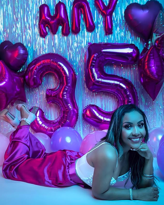 Purple Number 4 Balloon 40 Inch, 4 Balloon Number, 4th Birthday Decorations, Purple Party Supplies for Boys Girls