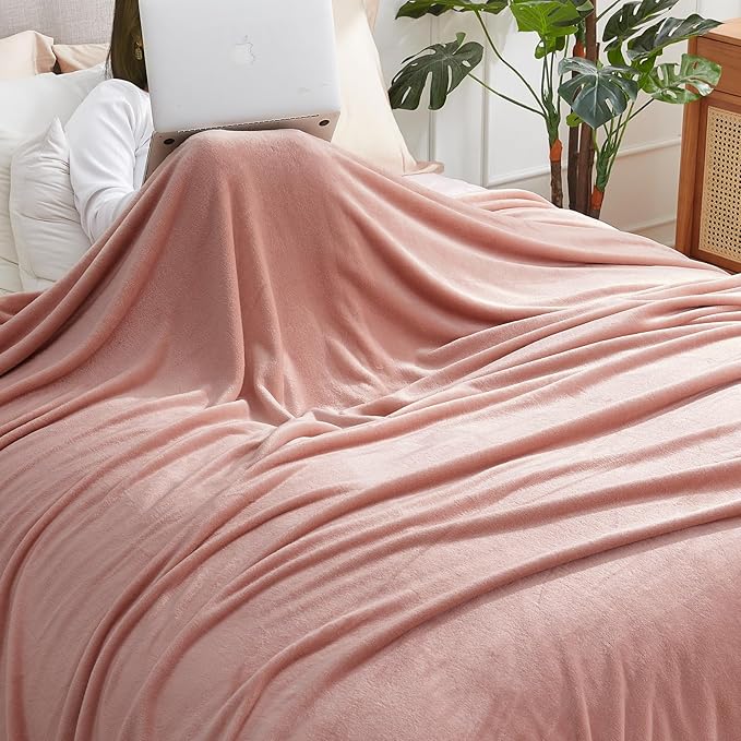 Hansleep Fleece Blanket Twin Size Dusty Pink, Soft Cozy Twin Blanket, Fuzzy Flannel Blanket for Bed, Sofa, Couch, Travel, Camping, Dusty Pink, 60x80 Inches
