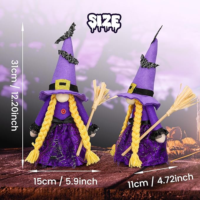 Lovinland Halloween Decorations - Halloween Decor - 3PCS Witch Plush Gnomes - Cute Hocus Pocus Decorations for Home, Indoor, Office, Table, Party Clearance