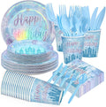 168Pcs Frozen Themed Birthday Party Supplies Winter Onderland Plates Napkins Cups Snow-Castle Tableware Set for Girls Baby Shower Snow Themed Birthday Party Supplies Serves 24