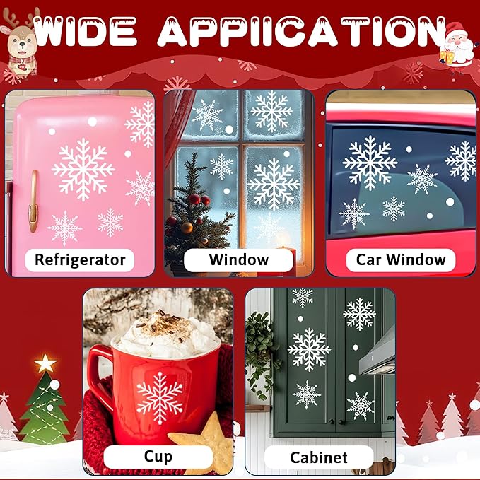 110 PCS Christmas Large Snowflake Window Clings Decoration, Christmas Window Stickers, Xmas Party, Holiday Decor, Indoor Windows Décor Ornaments, Thanksgiving Party Décor, Winter Wonderland.