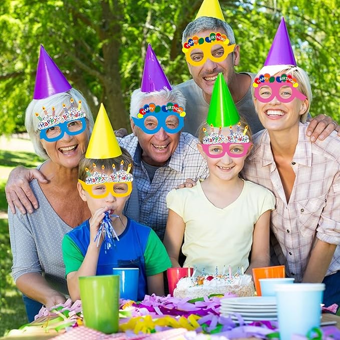 12PCS Happy Birthday Glasses, Birthday Party Paper Eyeglasses Photo Booth Props for Birthdays Party Supplies Decorations