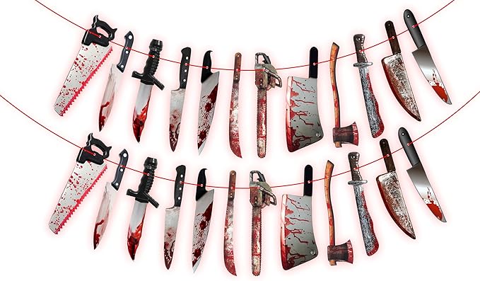 Halloween Blood Weapon Garland 36 Pcs Garland, Halloween Decorations Blood Body Parts for Scary Haunted House Party Supplies