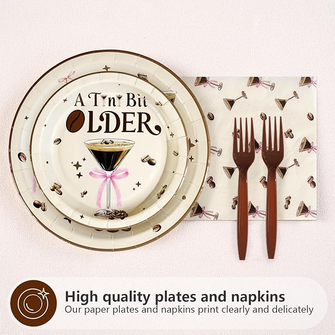 96Pcs Dirty 30th Birthday Decorations Espresso Martini 30th Plates and Napkins Disposable Thirtini Paper Tableware for Women 30 Year Old Martini Birthday Dirty Thirty Party Supplies, Serves 24