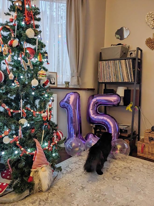 Balloons 14 Numbers, Large 14th Purple Birthday Decorations for 1 4 14 41, 40 Inch Foil Balloon for Wedding Engagement Photo Shoot Memorial Day's Supplies