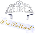 Retirement Gifts for Woman, “I'm Retired” Sash & Tiara Kit, Happy Retirement Party Decorations for Women, Retirement Crown Teacher Office Retirement Party Supplies