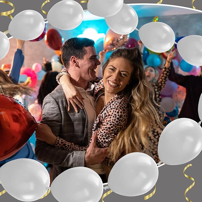 Link Balloons 12 Inch - 100 Pcs Quick Link Balloon Latex Linking Balloons Connected Linkable Balloon Birthday Wedding Party Decorations(White)