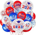 Red and Blue Graduation Balloons Graduation Decorations 2026, 51Pcs Grad Latex Balloons and Grad Foil Balloon with Confetti Ribbons Grad Party Decorations for College High School